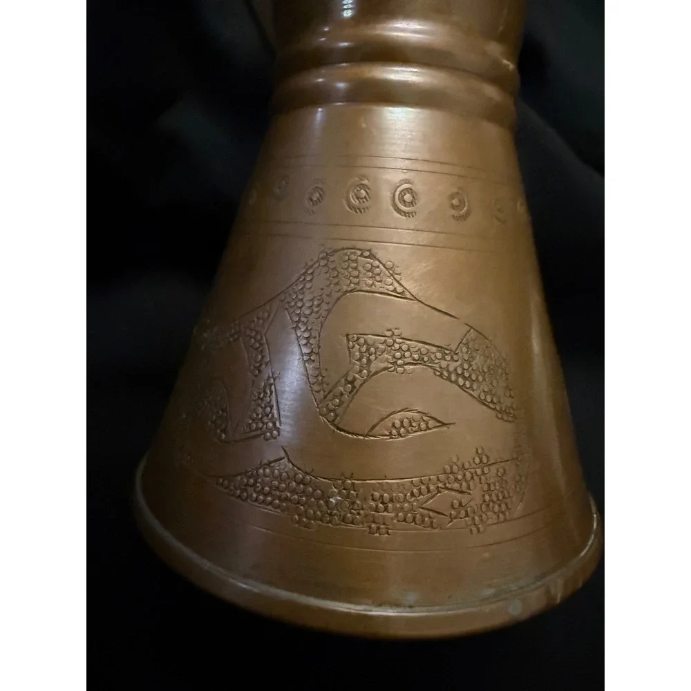 Aktoussi Bros Vintage Copper Dallah Coffee Pot Etched Made in Lebanon 7.5in